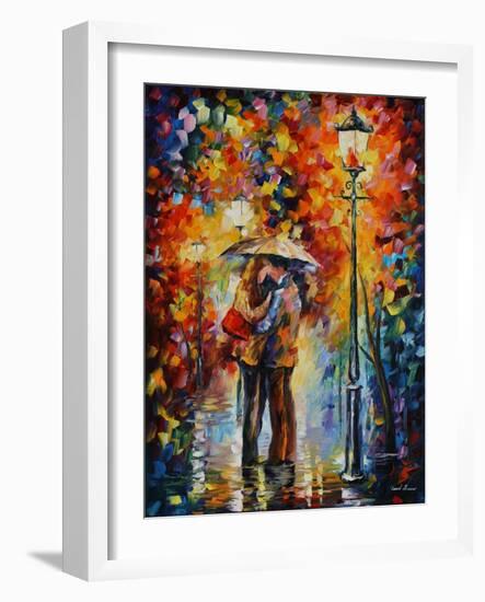 Kiss Under The Rain-Leonid Afremov-Framed Art Print