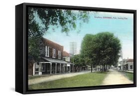 Kissimmee, Florida - View Down Broadway-Lantern Press-Framed Stretched Canvas