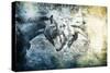 Kissing Blue Horses-Jace Grey-Stretched Canvas