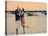 Kissing Couple at Playa de las Teresitas, Tenerife, Canary Islands, Spain-Michele Westmorland-Stretched Canvas