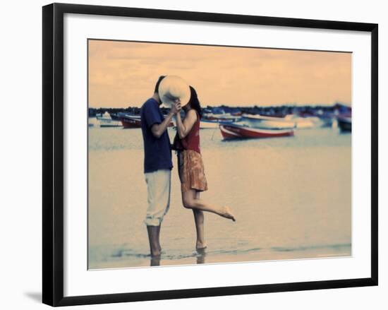 Kissing Couple at Playa de las Teresitas, Tenerife, Canary Islands, Spain-Michele Westmorland-Framed Photographic Print