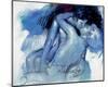 Kissing Couple in Blue-Joani-Mounted Art Print