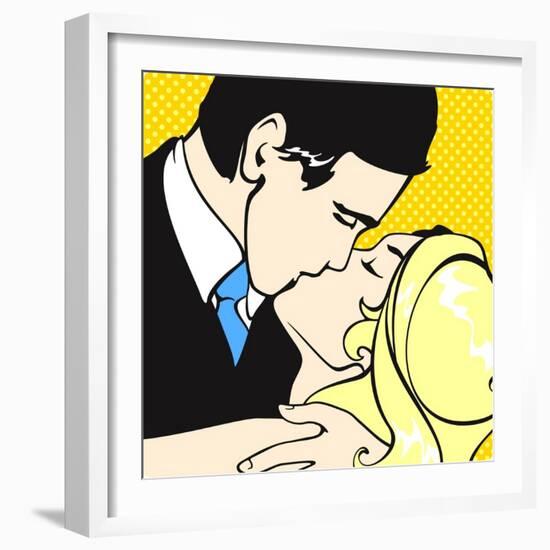 Kissing Couple-Alena Kozlova-Framed Art Print