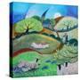Kissing Gate, 2021 (acrylics on paper)-Lisa Graa Jensen-Stretched Canvas