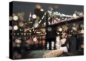 Kissing in a NY Night-Dianne Loumer-Stretched Canvas
