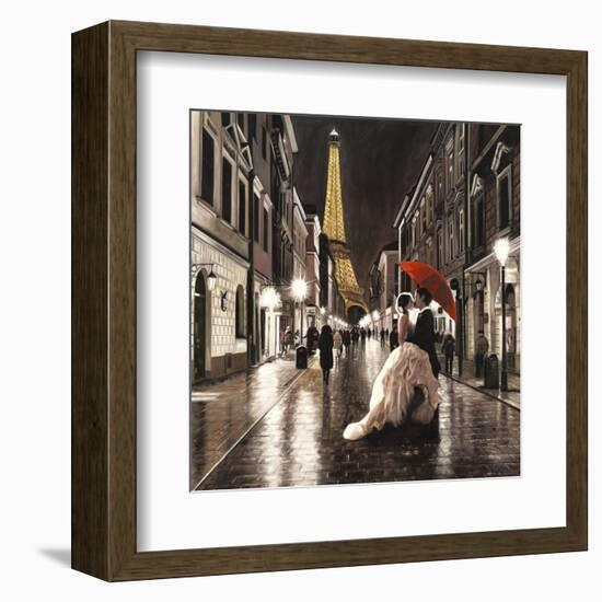 Kissing in Paris (detail)-Pierre Benson-Framed Art Print