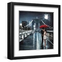 Kissing on Brooklyn Bridge-Pierre Benson-Framed Art Print