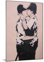 Kissing policemen-Banksy-Mounted Giclee Print