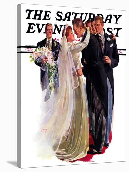 "Kissing the Best Man," Saturday Evening Post Cover, June 5, 1937-Albert W. Hampson-Stretched Canvas