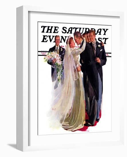 "Kissing the Best Man," Saturday Evening Post Cover, June 5, 1937-Albert W. Hampson-Framed Premium Giclee Print