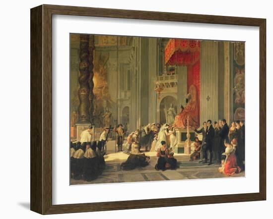 Kissing the Feet of the Statue of St. Peter in St. Peter's, Rome, 1812-Antoinette Cecile Hortense Lescot Haudebourt-Framed Giclee Print