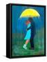 Kissing under the Yellow Umbrella-Robin Maria-Framed Stretched Canvas