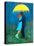 Kissing under the Yellow Umbrella-Robin Maria-Stretched Canvas