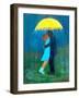 Kissing under the Yellow Umbrella-Robin Maria-Framed Art Print