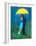 Kissing under the Yellow Umbrella-Robin Maria-Framed Art Print