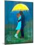 Kissing under the Yellow Umbrella-Robin Maria-Mounted Art Print