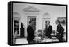 Kissinger, Rockefeller and Ford Discuss Evacuation of Saigon, in April 1975-null-Framed Stretched Canvas