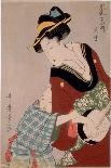 Lovers in an Upstairs Room, from Uta Makura ('Poem of the Pillow'), a Colour Woodblock Print-Kitagawa Utamaro-Art Print