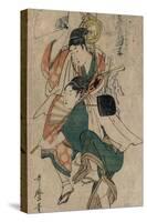 Kitagawa Utamaro; Iseya Magobei / 'New Year dance', ca. 1801, Japanese School, Paper, 325 mm x ...-Kitagawa Utamaro-Stretched Canvas