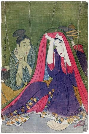 Japan: a Couple, the Man Smoking a Pipe and a Woman Lifting the Mosquito Net