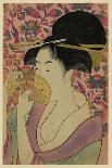 Half Length Portrait of a Woman Smoking, Holding a Pipe and Exhaling a Cloud of Smoke, C.1792-Kitagawa Utamaro-Giclee Print