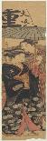 A 'Shunga'(Erotic) Print: a Woman and Two Men-Kitao Masanobu-Framed Stretched Canvas