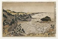 View of the Golden Turtle Hill at Enoshima and Shichiri Beach from Kamakura Mountains, 1783-90-Kitao Shigemasa-Giclee Print