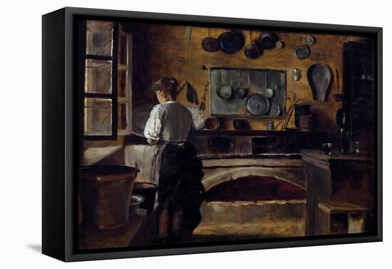 Kitchen at Castagnea (Painter's Birthplace), 1894-Giuseppe Bozzalla-Framed Stretched Canvas