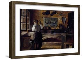 Kitchen at Castagnea (Painter's Birthplace), 1894-Giuseppe Bozzalla-Framed Giclee Print