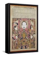 Kitchen God with Lunar Calendar, 1895-Qing Dynasty Chinese School-Framed Stretched Canvas