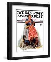 "Kitchen Haircut," Saturday Evening Post Cover, November 11, 1933-Harold Anderson-Framed Giclee Print