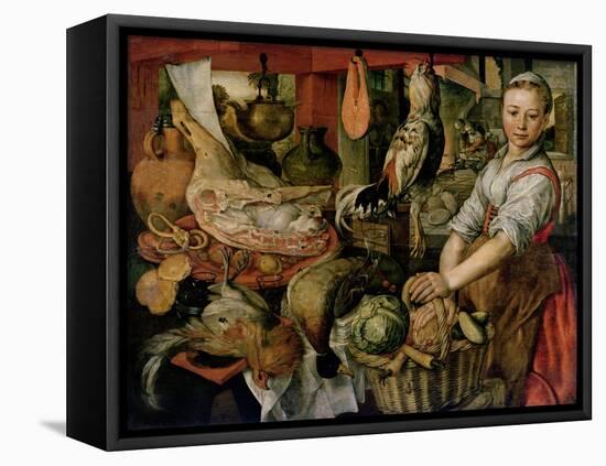 Kitchen Interior, 1566-Joachim Beuckelaer-Framed Stretched Canvas