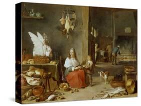 Kitchen Interior, 1644-David Teniers the Younger-Stretched Canvas