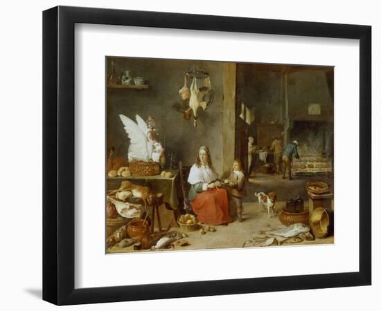 Kitchen Interior, 1644-David Teniers the Younger-Framed Giclee Print