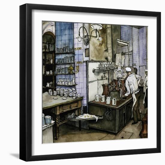 Kitchen Interior, Colour Illustration, Austria, 19th Century-null-Framed Giclee Print