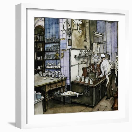 Kitchen Interior, Colour Illustration, Austria, 19th Century-null-Framed Giclee Print