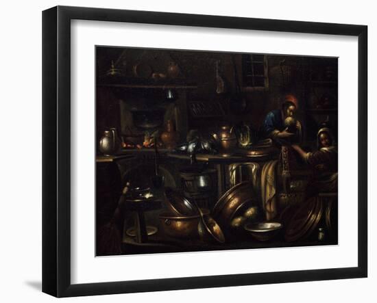 Kitchen Interior, Painting by Gian Domenico Valentino (1639-1715), Italy, 17th Century-Giovan Domenico Valentino-Framed Giclee Print