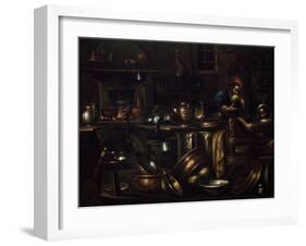 Kitchen Interior, Painting by Gian Domenico Valentino (1639-1715), Italy, 17th Century-Giovan Domenico Valentino-Framed Giclee Print