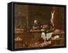 Kitchen of a Dutch Mansion-David the Younger Teniers-Framed Stretched Canvas