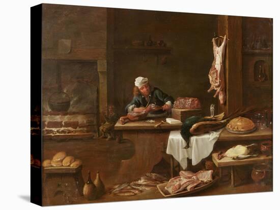 Kitchen of a Dutch Mansion-David the Younger Teniers-Stretched Canvas