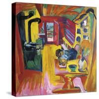 Kitchen of Mountain Cabin-Ernst Ludwig Kirchner-Stretched Canvas