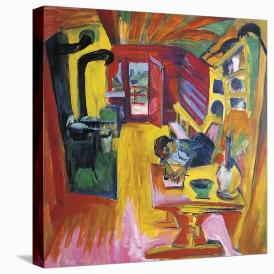 Kitchen of Mountain Cabin-Ernst Ludwig Kirchner-Stretched Canvas