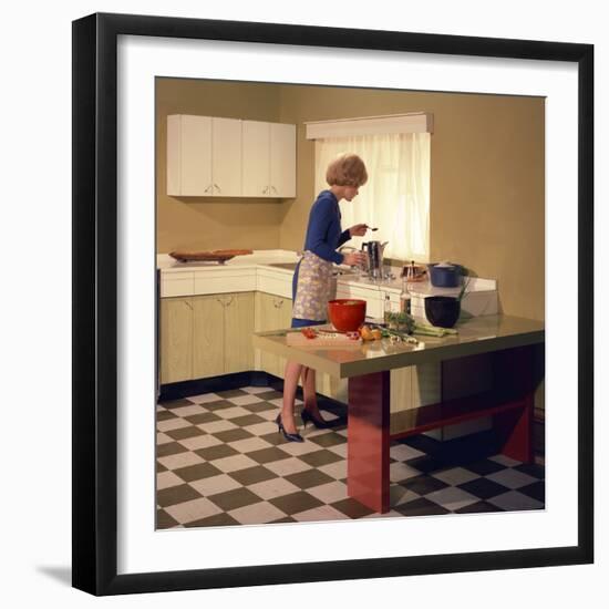 Kitchen Scene, Warwick, Warwickshire, 1966-Michael Walters-Framed Photographic Print