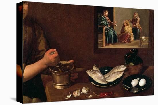 Kitchen Scene with Christ in the House of Martha and Mary-Diego Velazquez-Stretched Canvas