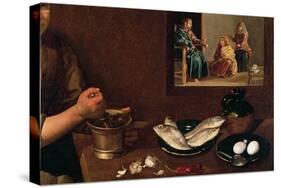 Kitchen Scene with Christ in the House of Martha and Mary-Diego Velazquez-Stretched Canvas