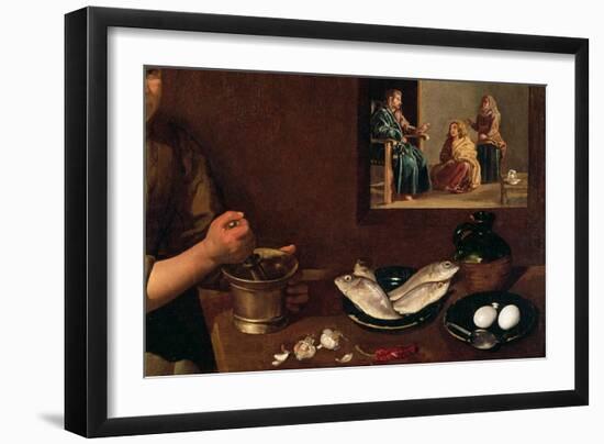 Kitchen Scene with Christ in the House of Martha and Mary-Diego Velazquez-Framed Giclee Print