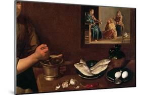 Kitchen Scene with Christ in the House of Martha and Mary-Diego Velazquez-Mounted Giclee Print