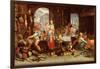 Kitchen Scene with the Parable of the Feast-Joachim Wtewael Or Utewael-Framed Giclee Print