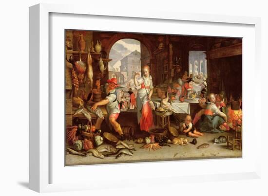 Kitchen Scene with the Parable of the Feast-Joachim Wtewael Or Utewael-Framed Giclee Print