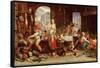Kitchen Scene with the Parable of the Feast-Joachim Wtewael Or Utewael-Framed Stretched Canvas